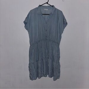 beachlunchlounge Women’s Blue Lightweight Striped Button-Down Dress